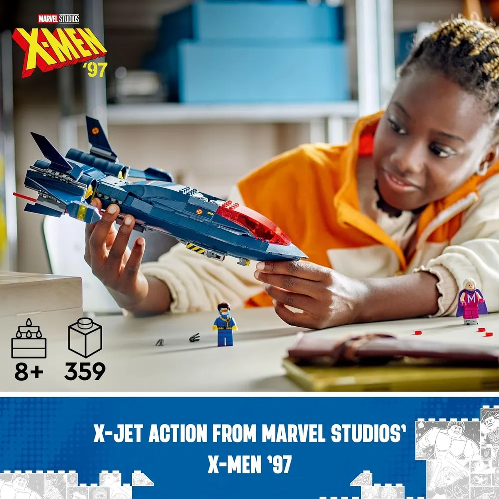 Lego Marvel X-Men X-Jet, set de construcción con 4 minifiguras para niños 8+