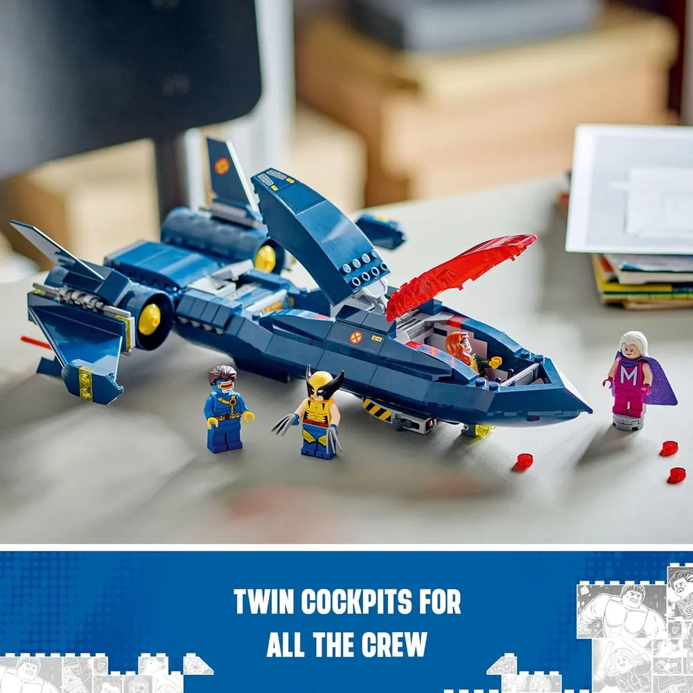 Lego Marvel X-Men X-Jet, set de construcción con 4 minifiguras para niños 8+