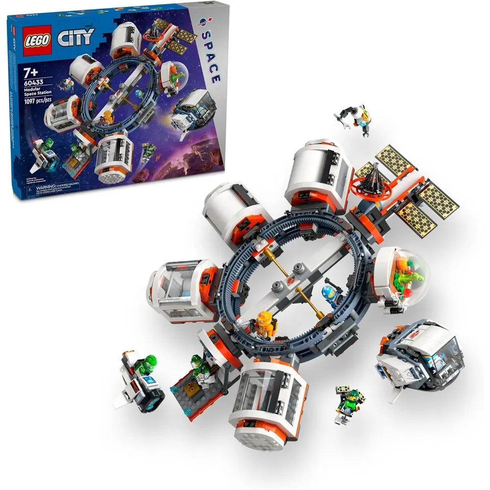 Lego City Estación espacial modular, juguete STEM con 6 minifiguras 7+