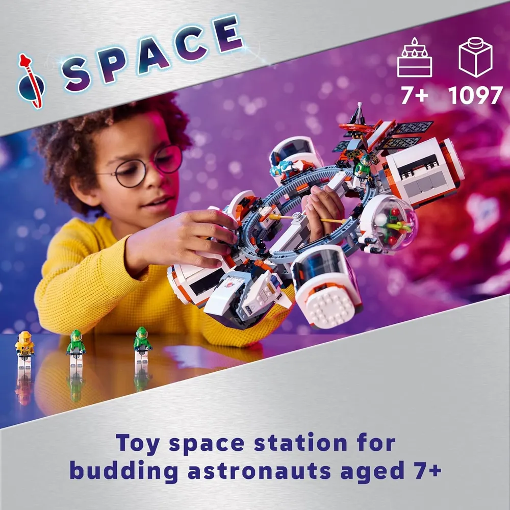 Lego City Estación espacial modular, juguete STEM con 6 minifiguras 7+