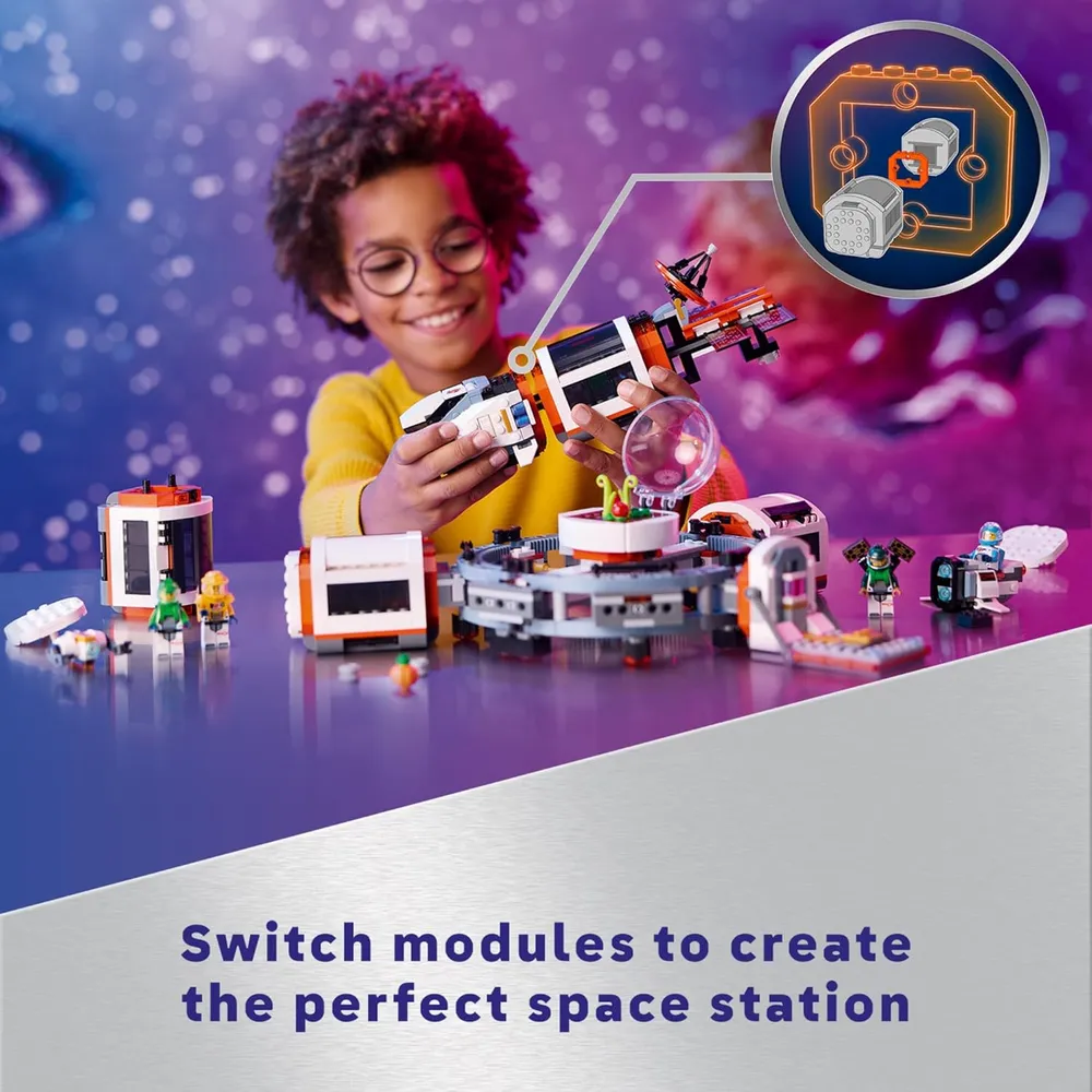 Lego City Estación espacial modular, juguete STEM con 6 minifiguras 7+
