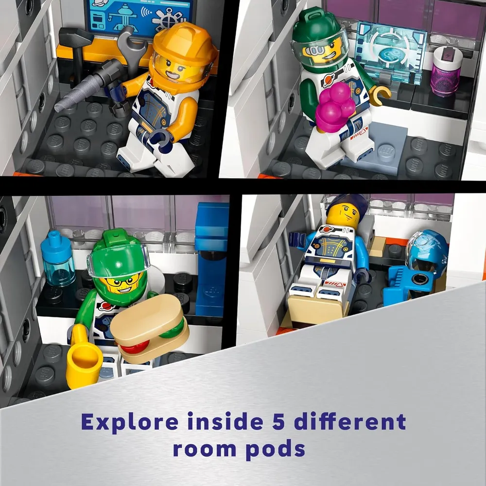 Lego City Estación espacial modular, juguete STEM con 6 minifiguras 7+