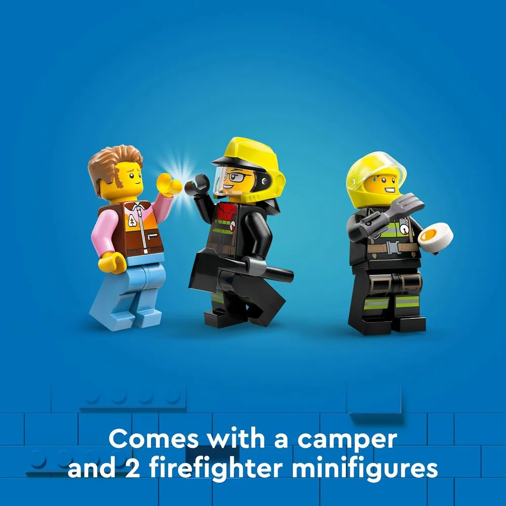 Lego City Camión de bomberos 4x4 con bote de rescate y 2 minifiguras