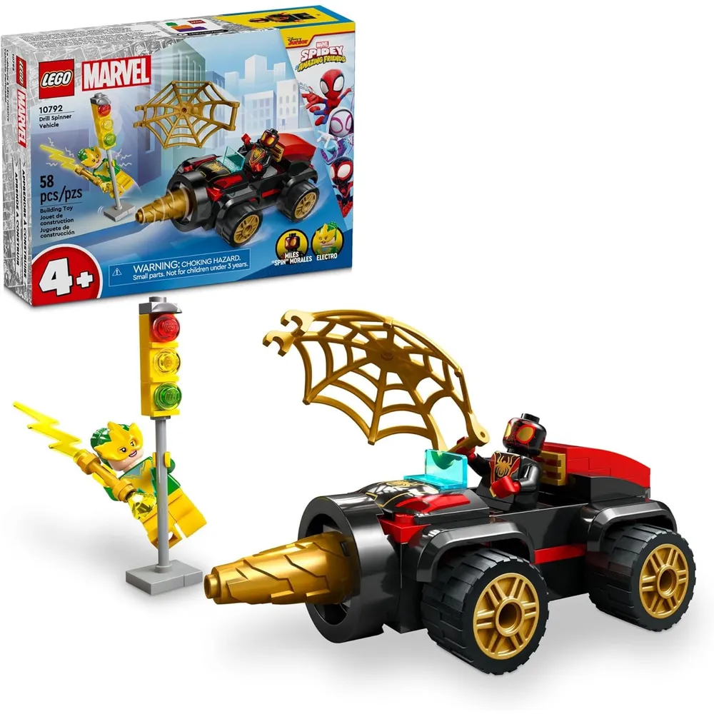 Lego Marvel Vehículo giratorio taladro de Miles Morales con 2 minifiguras