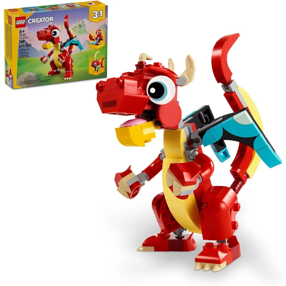 Lego Creator 3 en 1 Dragón Rojo, se transforma en pez o fénix