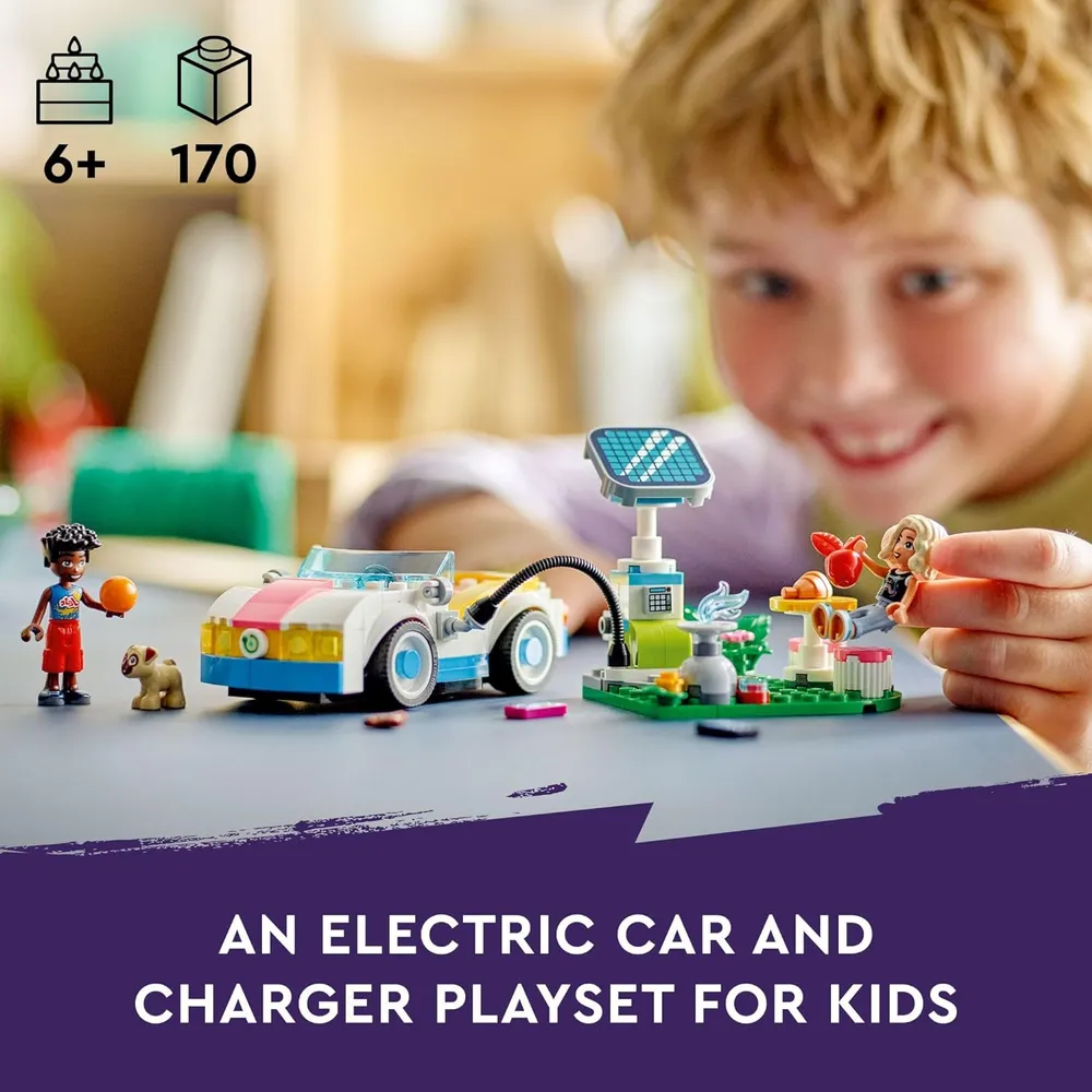 Lego Friends Coche eléctrico y cargador con minimuñecas Nova y Zac