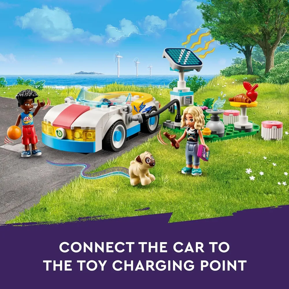 Lego Friends Coche eléctrico y cargador con minimuñecas Nova y Zac