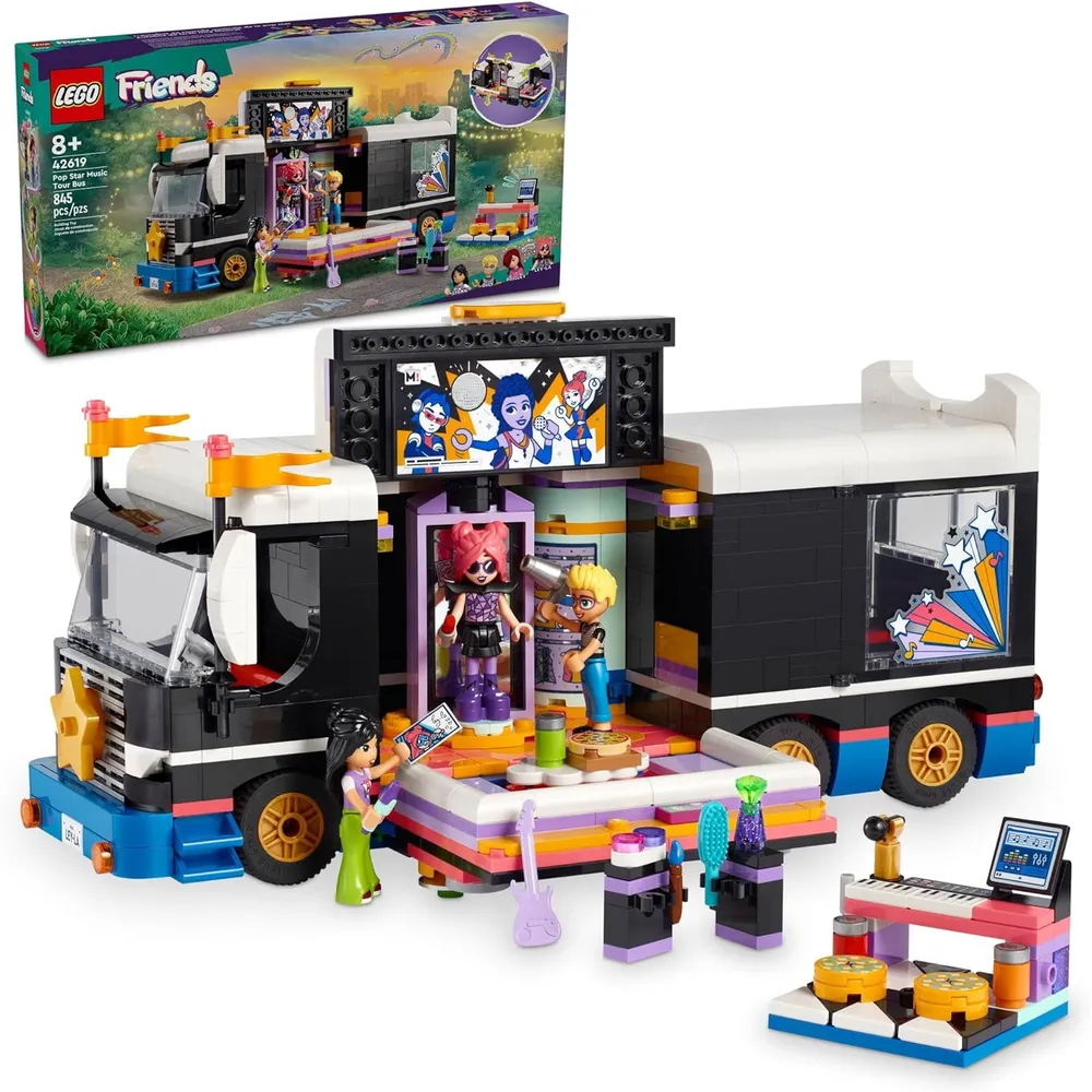 Lego Friends Autobús musical de gira pop con 4 minimuñecas