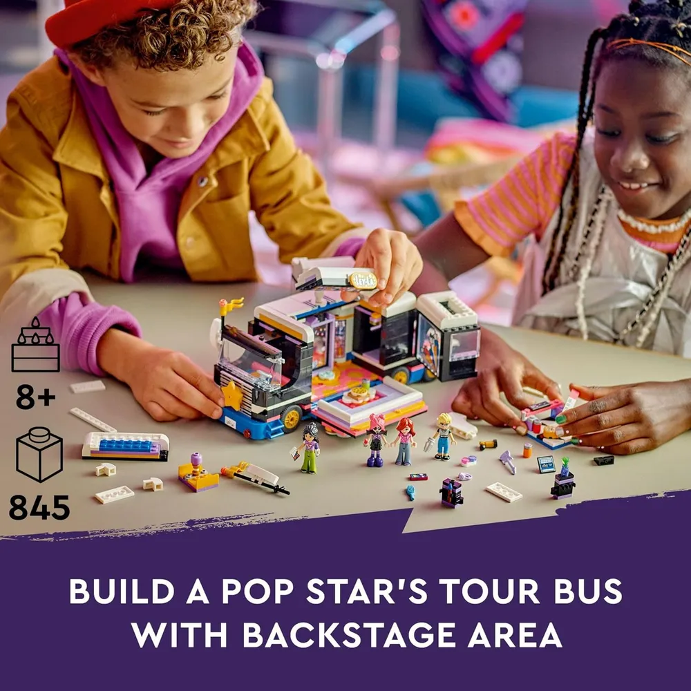 Lego Friends Autobús musical de gira pop con 4 minimuñecas