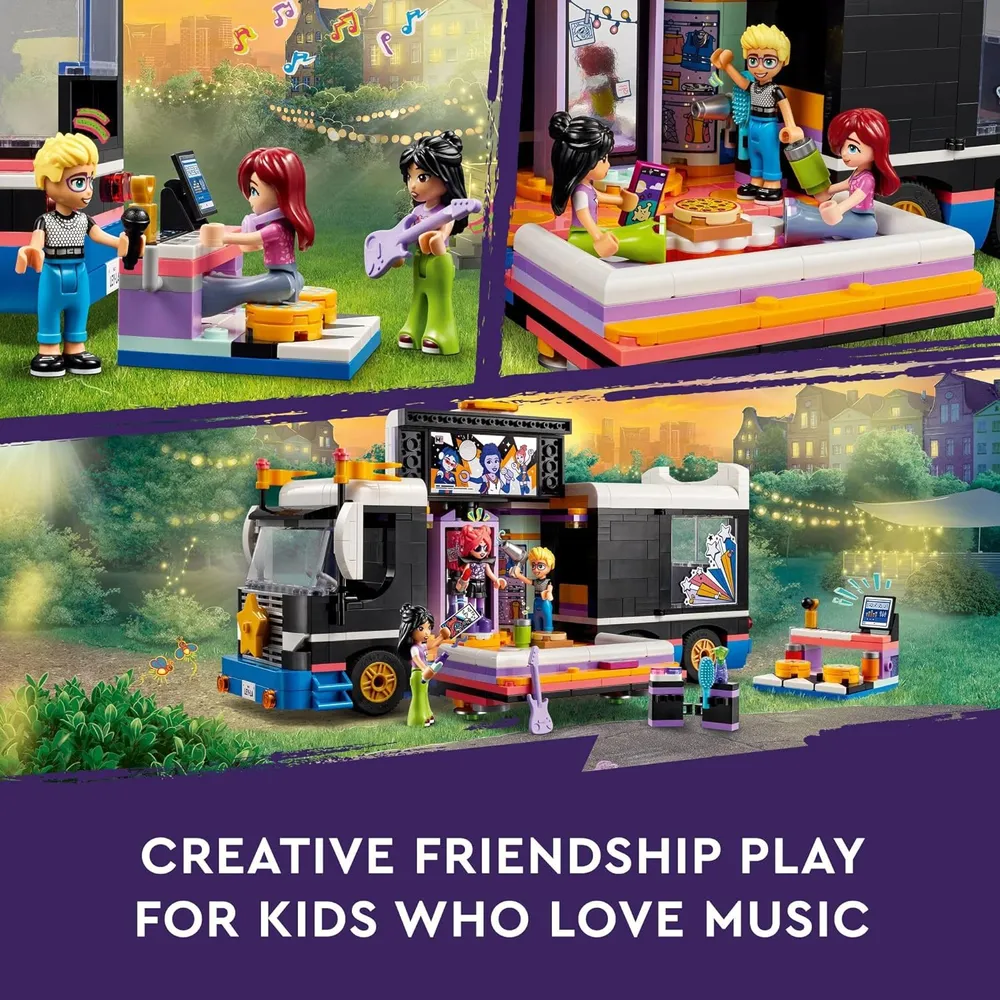 Lego Friends Autobús musical de gira pop con 4 minimuñecas