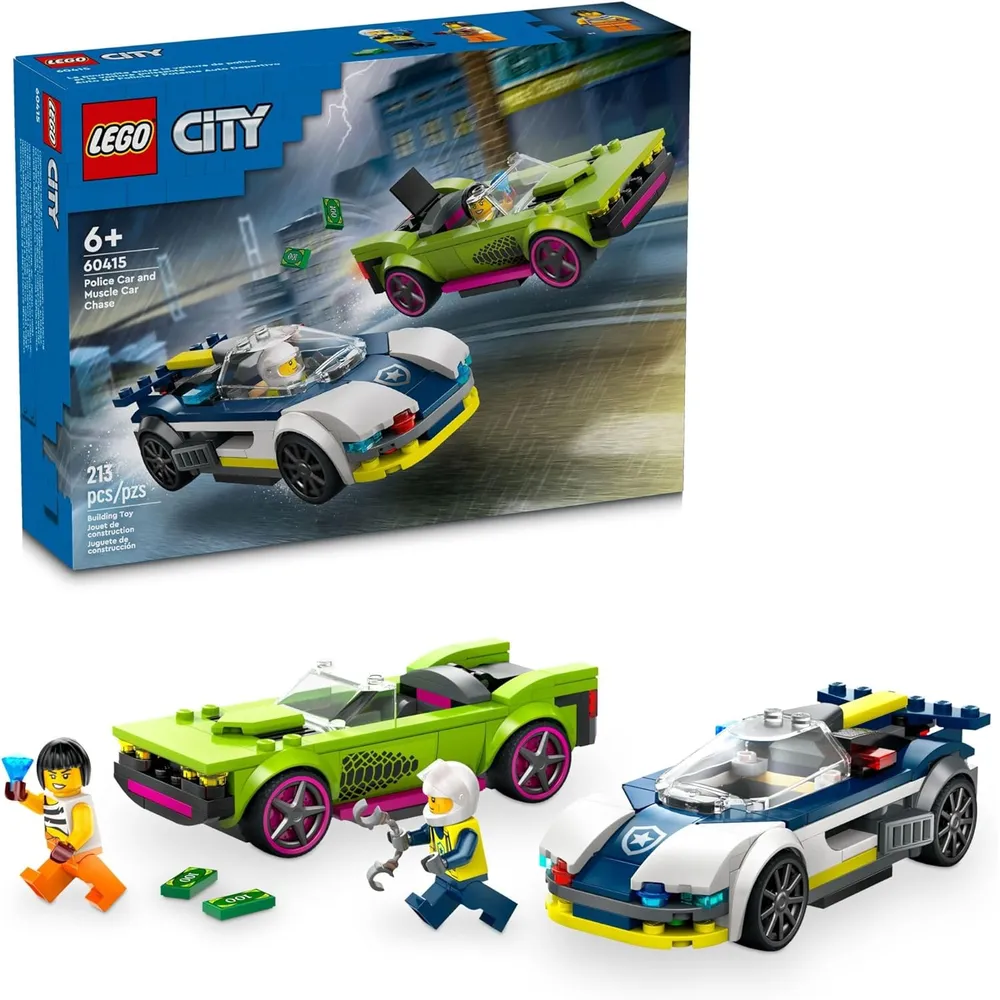 Lego City Persecución entre coche de policía y coche deportivo con minifiguras