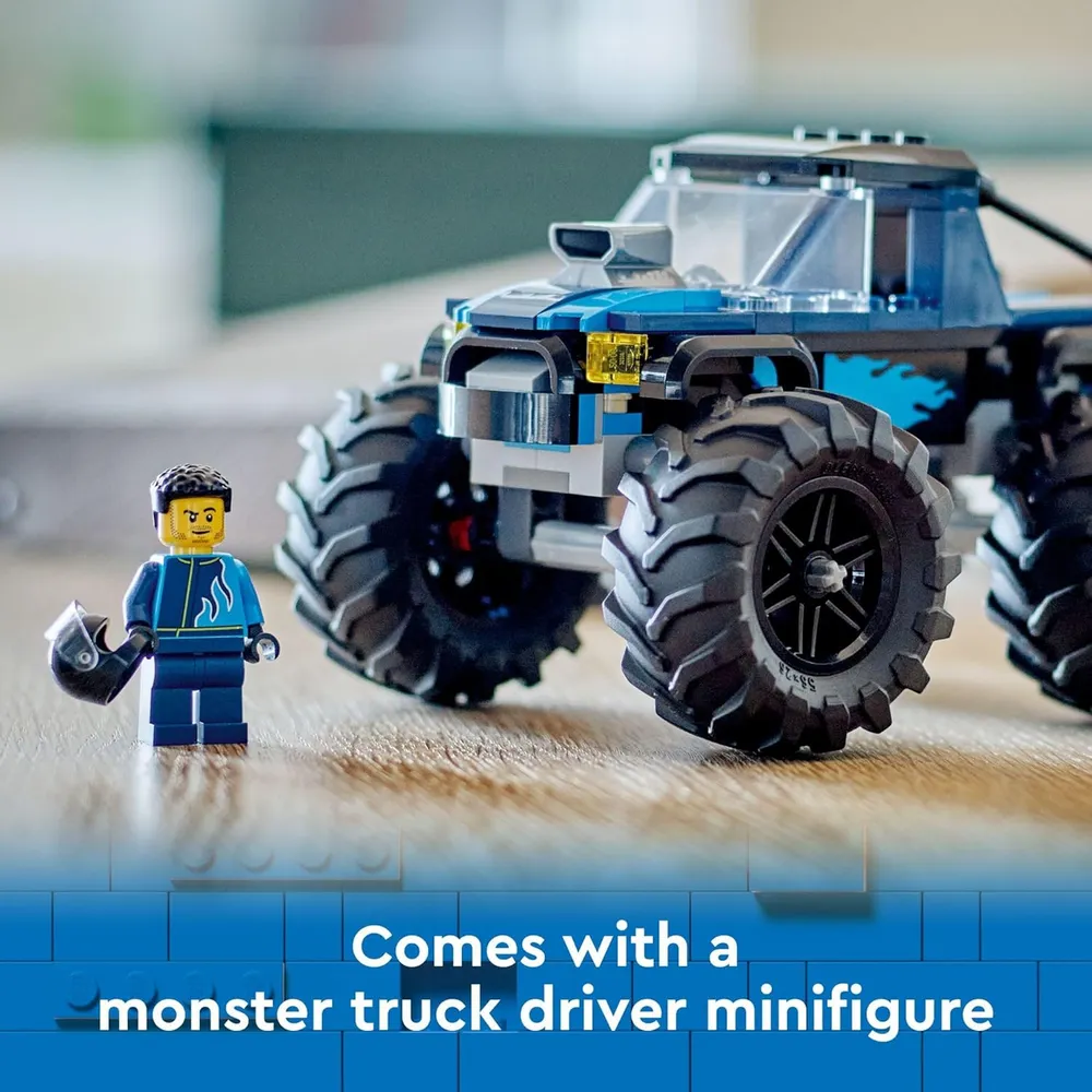 Lego City Camión monstruo azul todoterreno con minifigura de conductor