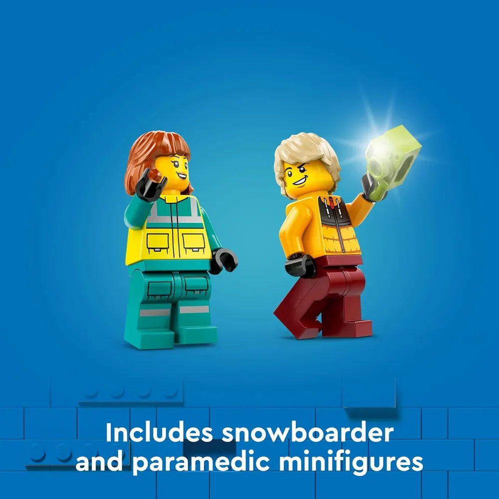 Lego City Ambulancia de emergencia y vehículo de snowboard con minifiguras