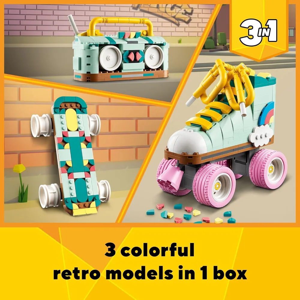 LEGO CREATOR 3 EN 1 PATINES RETRO: MONOPATÍN O RADIOCASETE
