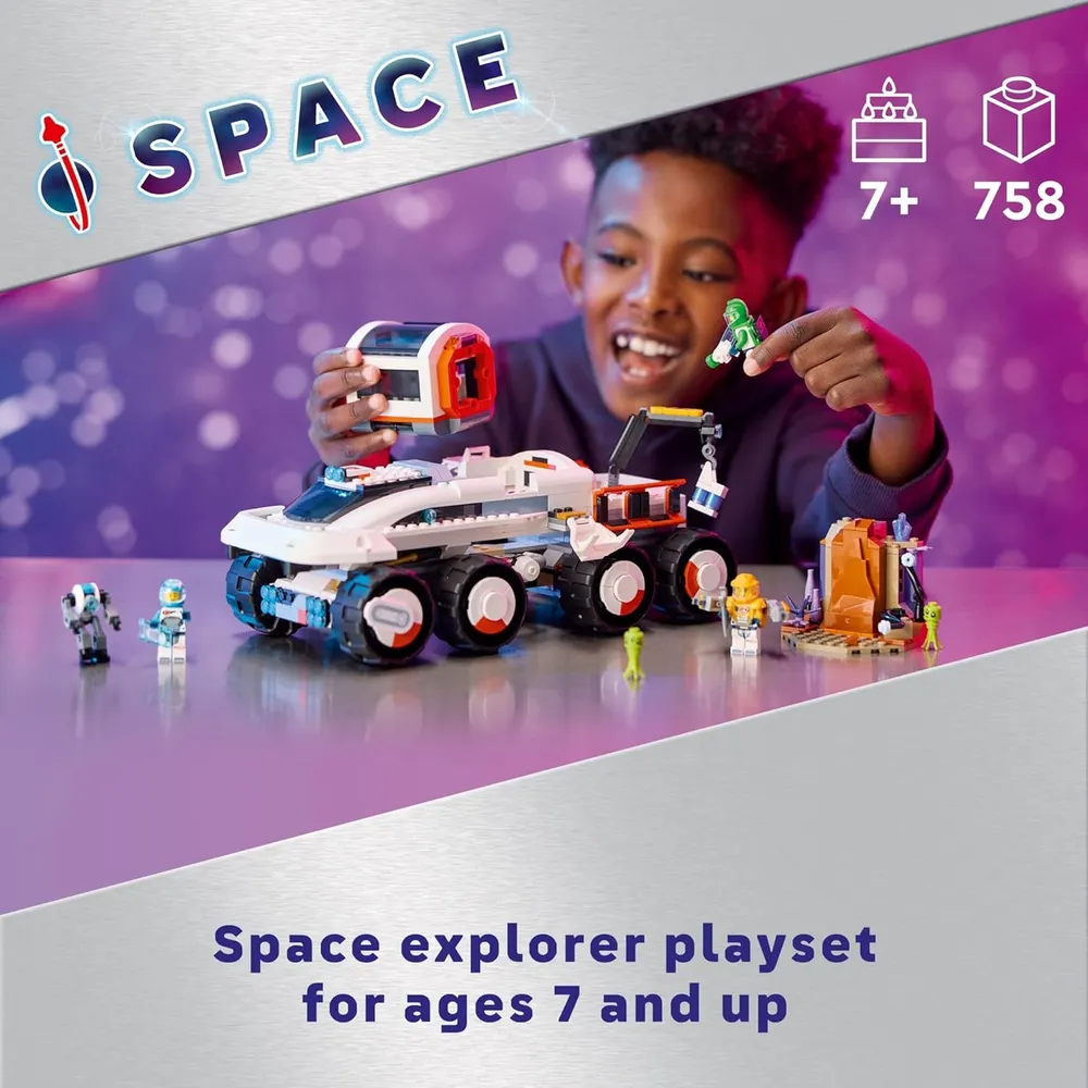 Lego City Vehículo explorador y grúa espacial con astronautas y robot
