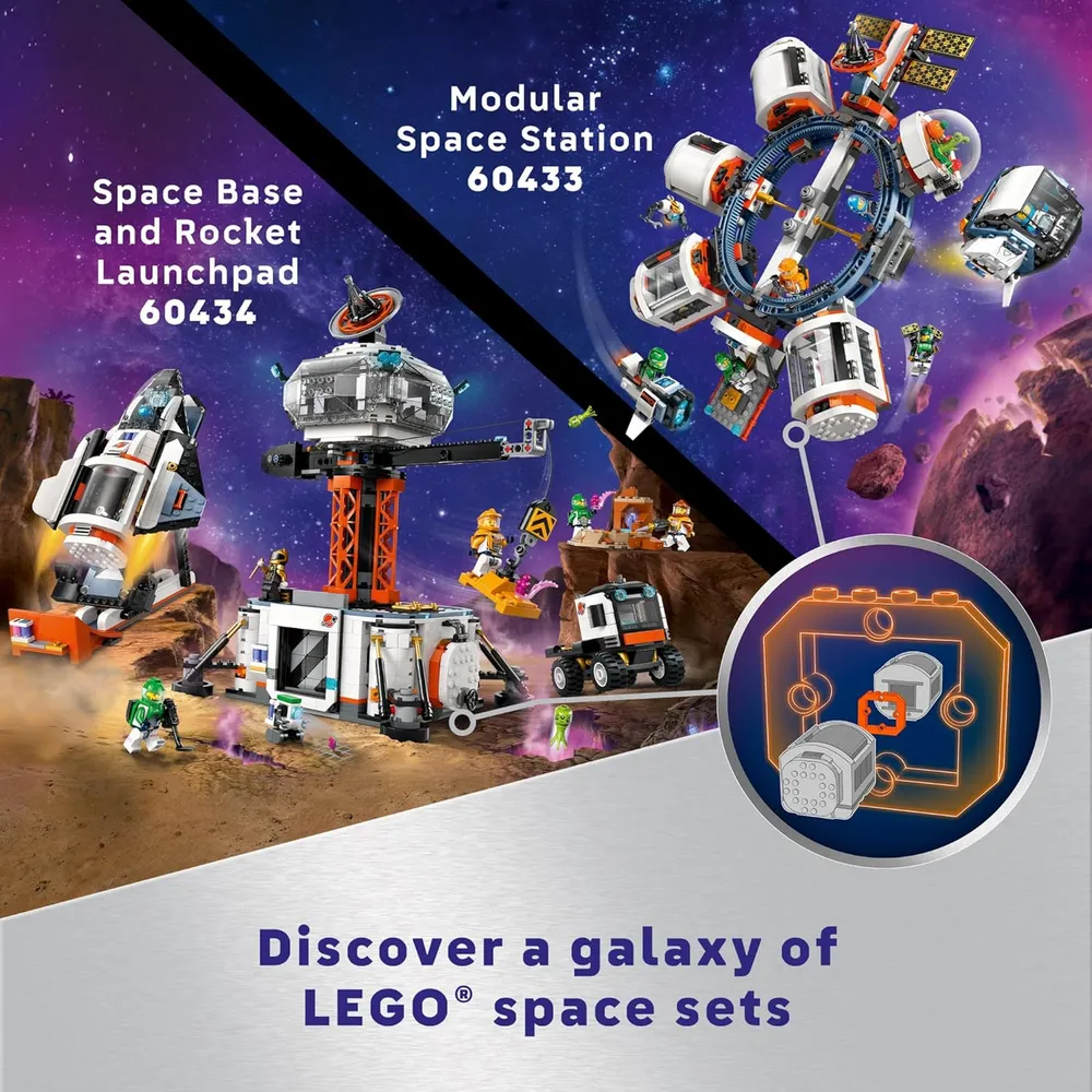 Lego City Vehículo explorador y grúa espacial con astronautas y robot