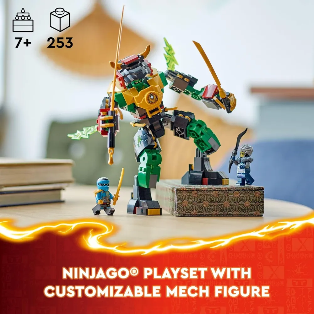 Lego Ninjago Mech Poder Elemental de Lloyd con 3 figuras ninja