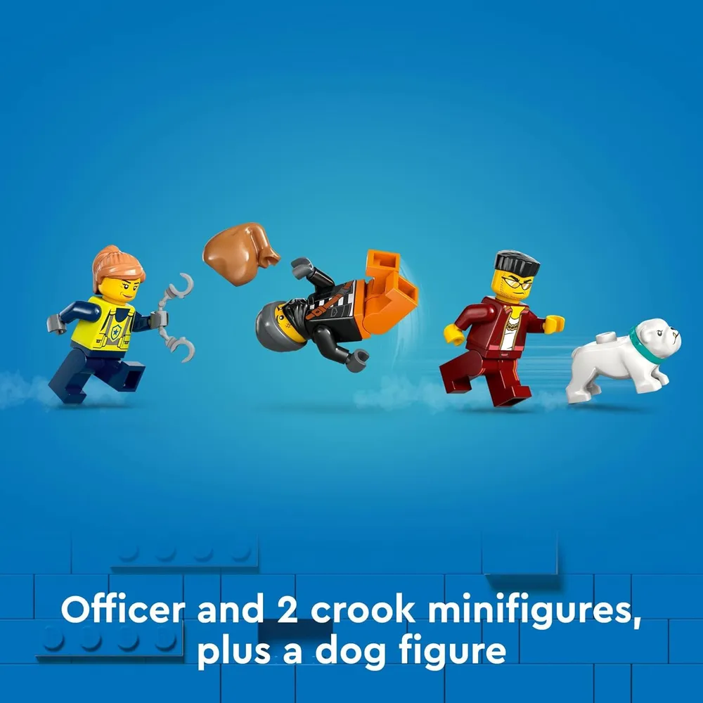 Lego City Lancha de Policía y escondite de ladrones con moto y perro