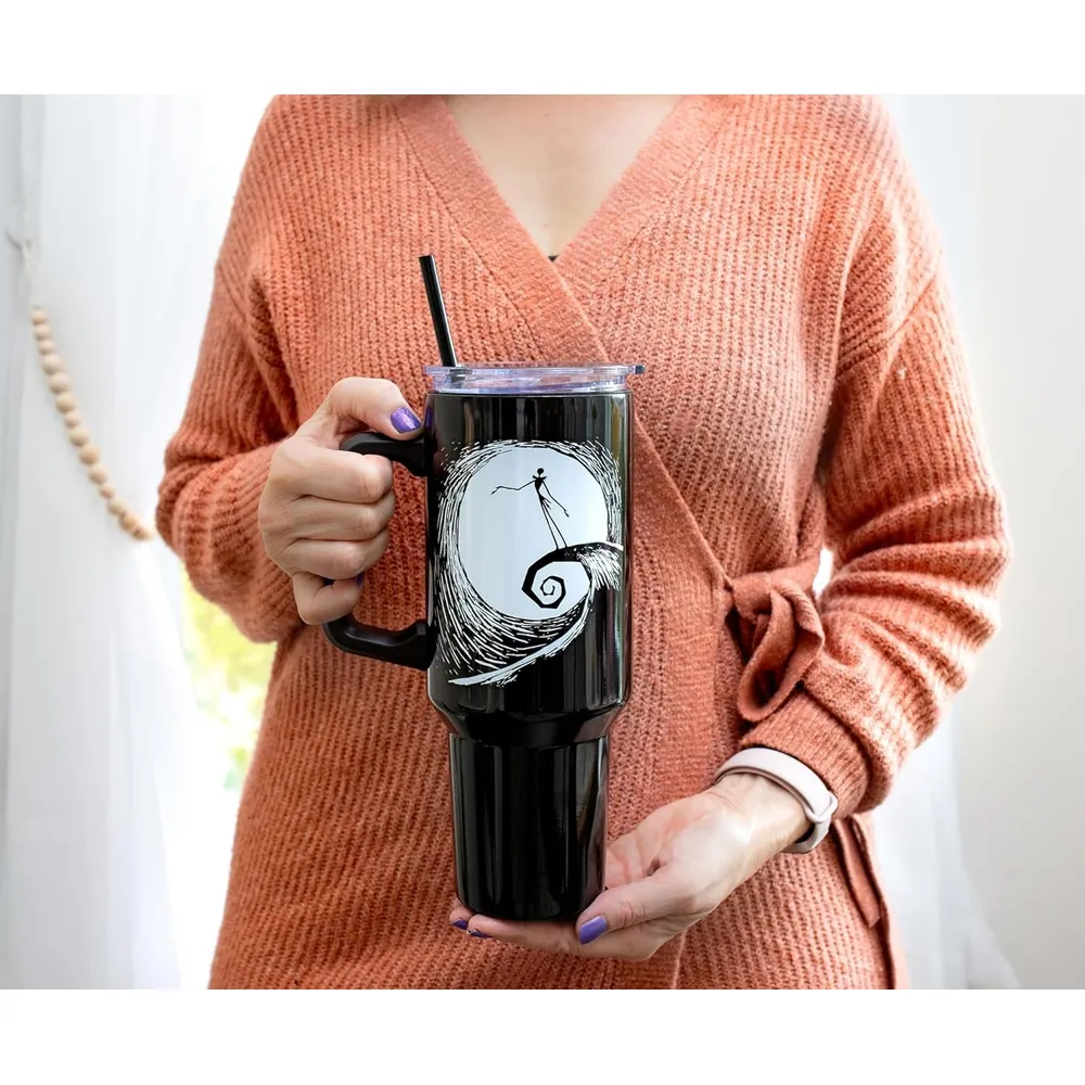 Disney | Vaso de acero inóxidable con asa y pajita de 40 OZ | Jack Black