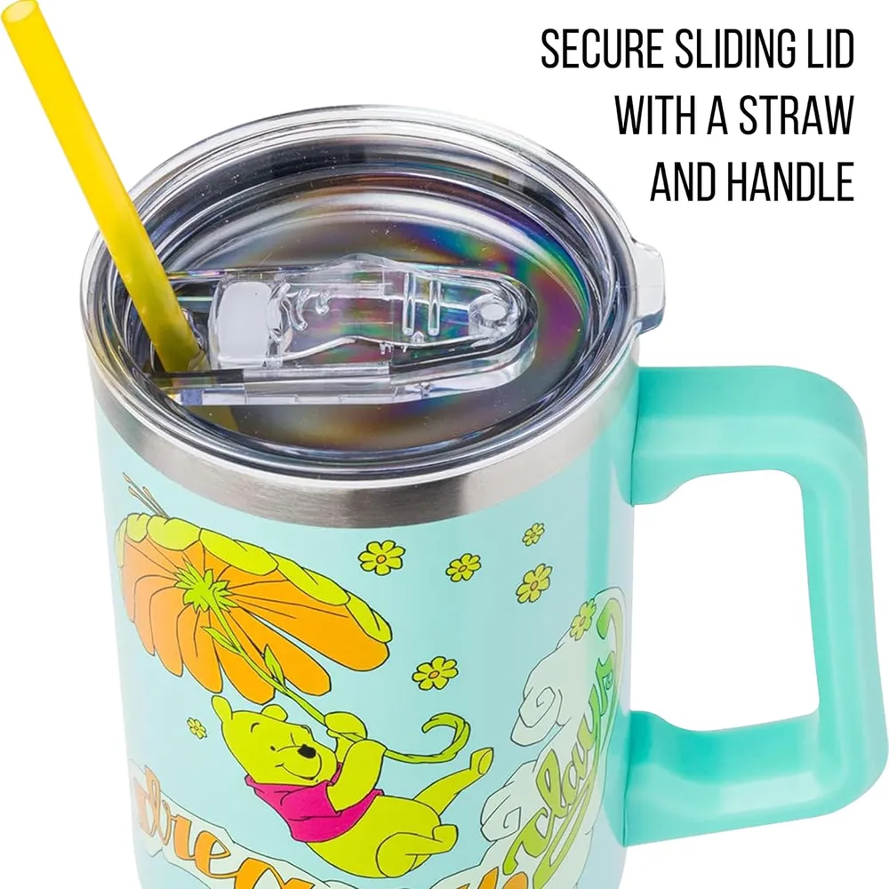 Disney | Vaso de acero inóxidable con asa y pajita de 40 OZ | Winnie Pooh