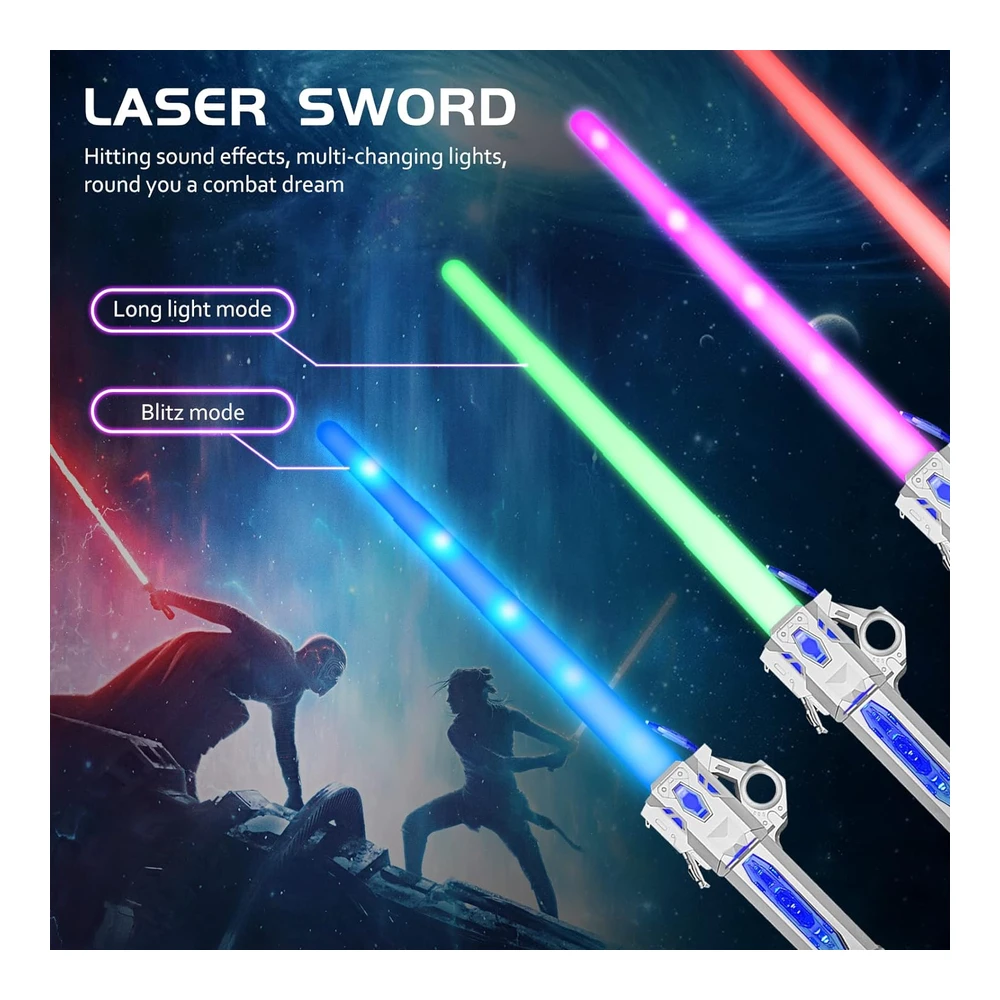 Sable de Luz para niños - Led que Cambian de Color de Star Wars 7 Colores con Sonido Fx (Sensibilidad Al Movimiento)