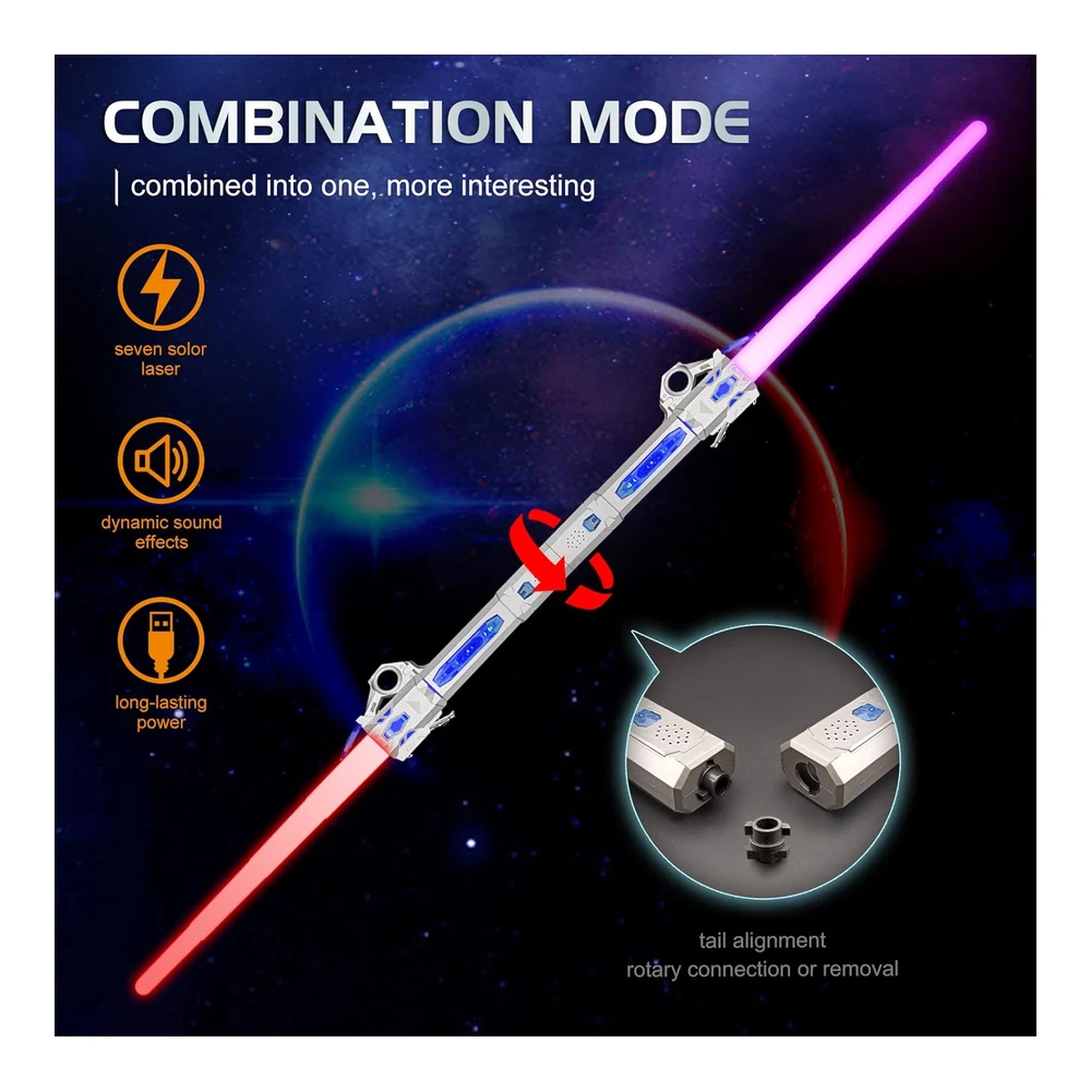 Sable de Luz para niños - Led que Cambian de Color de Star Wars 7 Colores con Sonido Fx (Sensibilidad Al Movimiento)