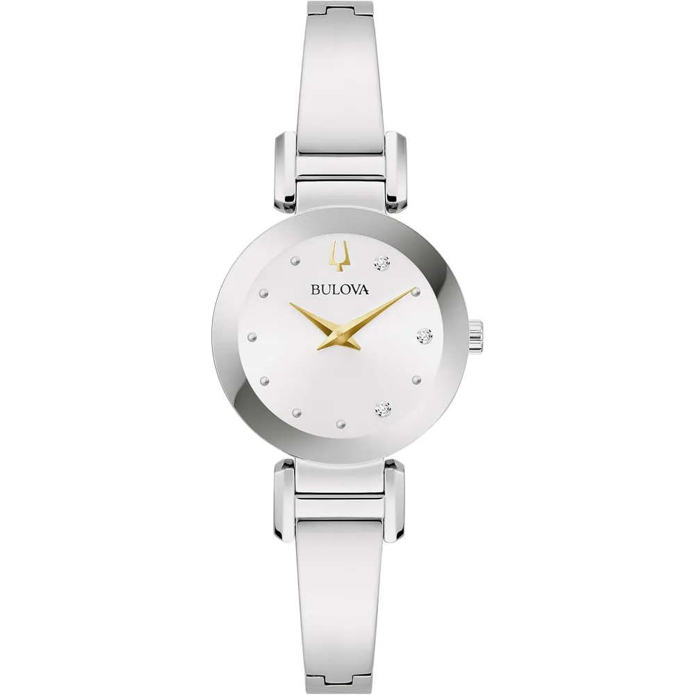 Bulova reloj Marc Anthony mujer brazalete moderno con diamantes acero | Plata