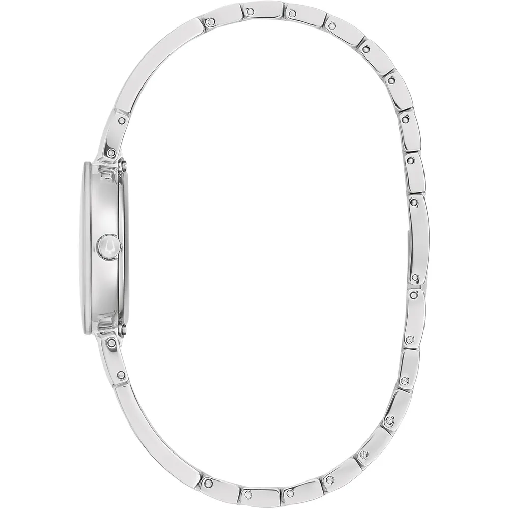 Bulova reloj Marc Anthony mujer brazalete moderno con diamantes acero | Plata