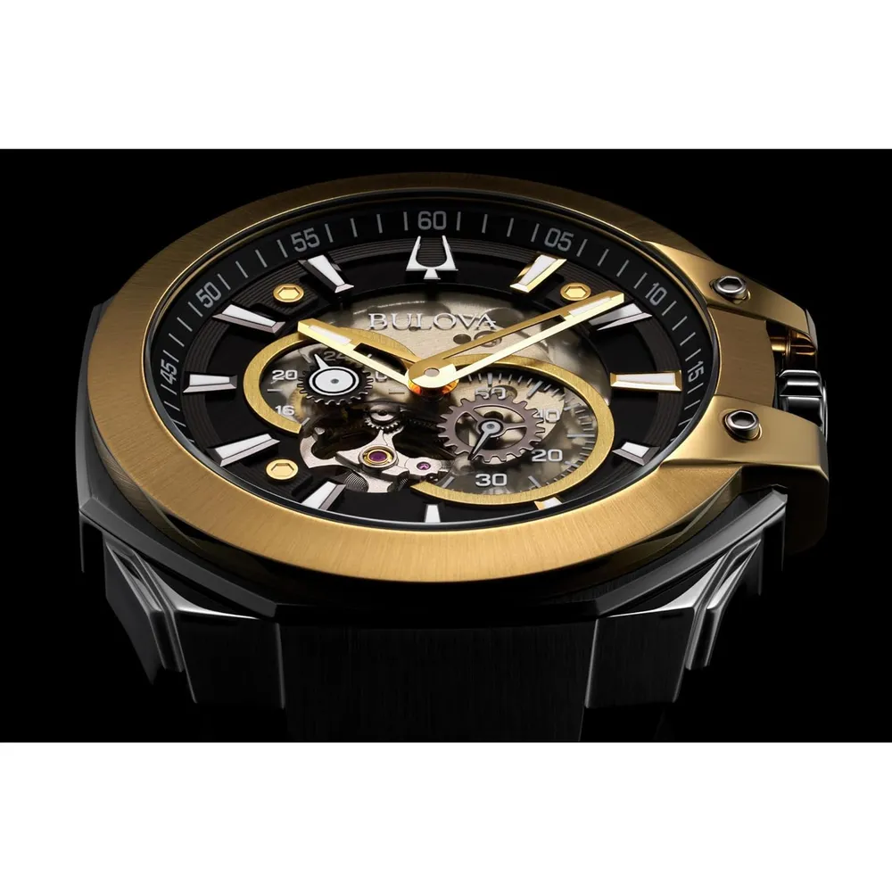 Bulova reloj Performance Maquina hombre automático correa silicona esfera gris | Negro