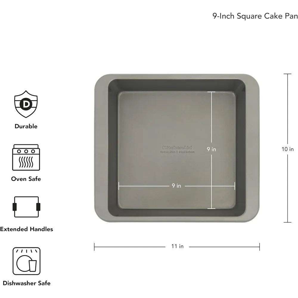 KitchenAid molde cuadrado 23 cm, acero aluminizado antiadherente | Plateado