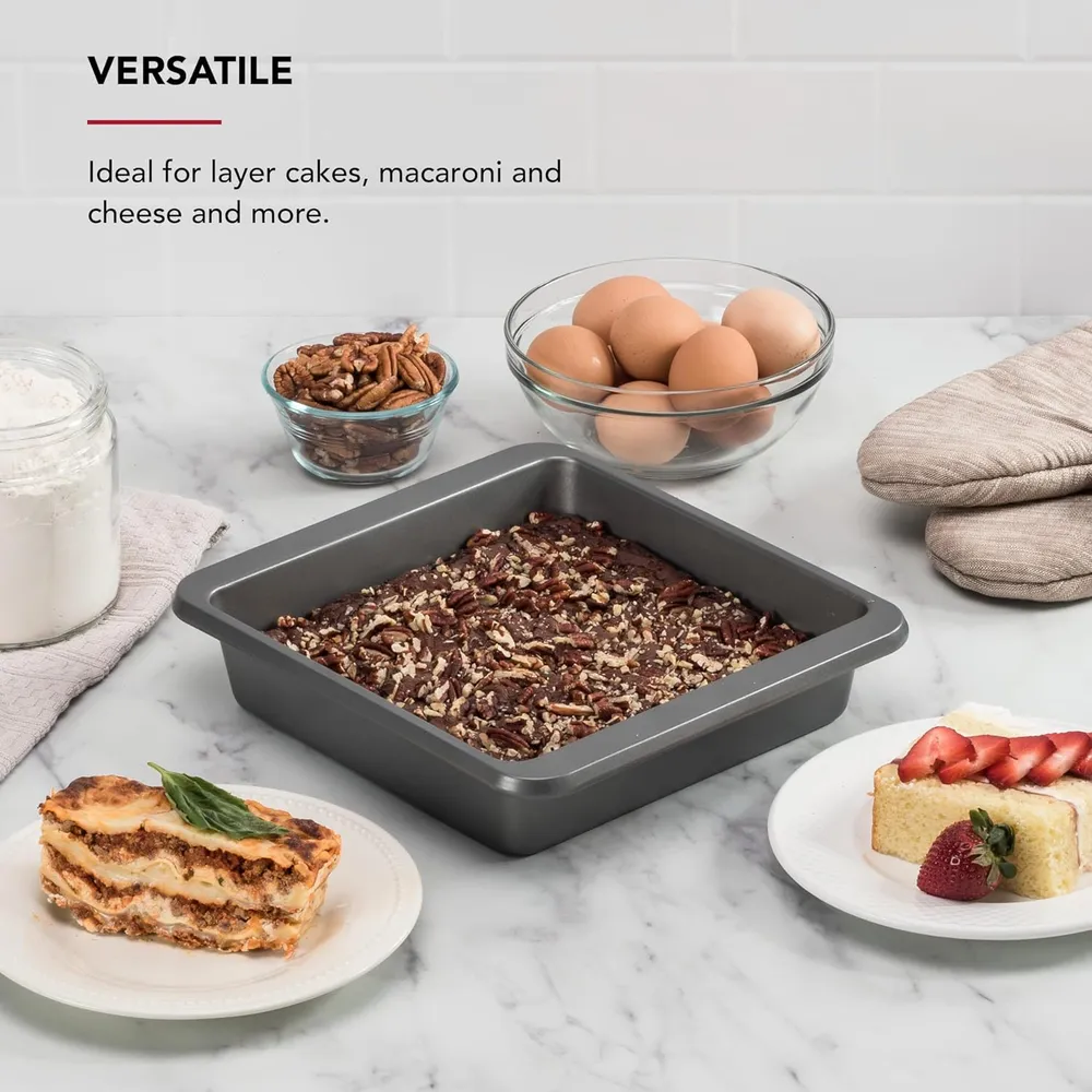 KitchenAid molde cuadrado 23 cm, acero aluminizado antiadherente | Plateado