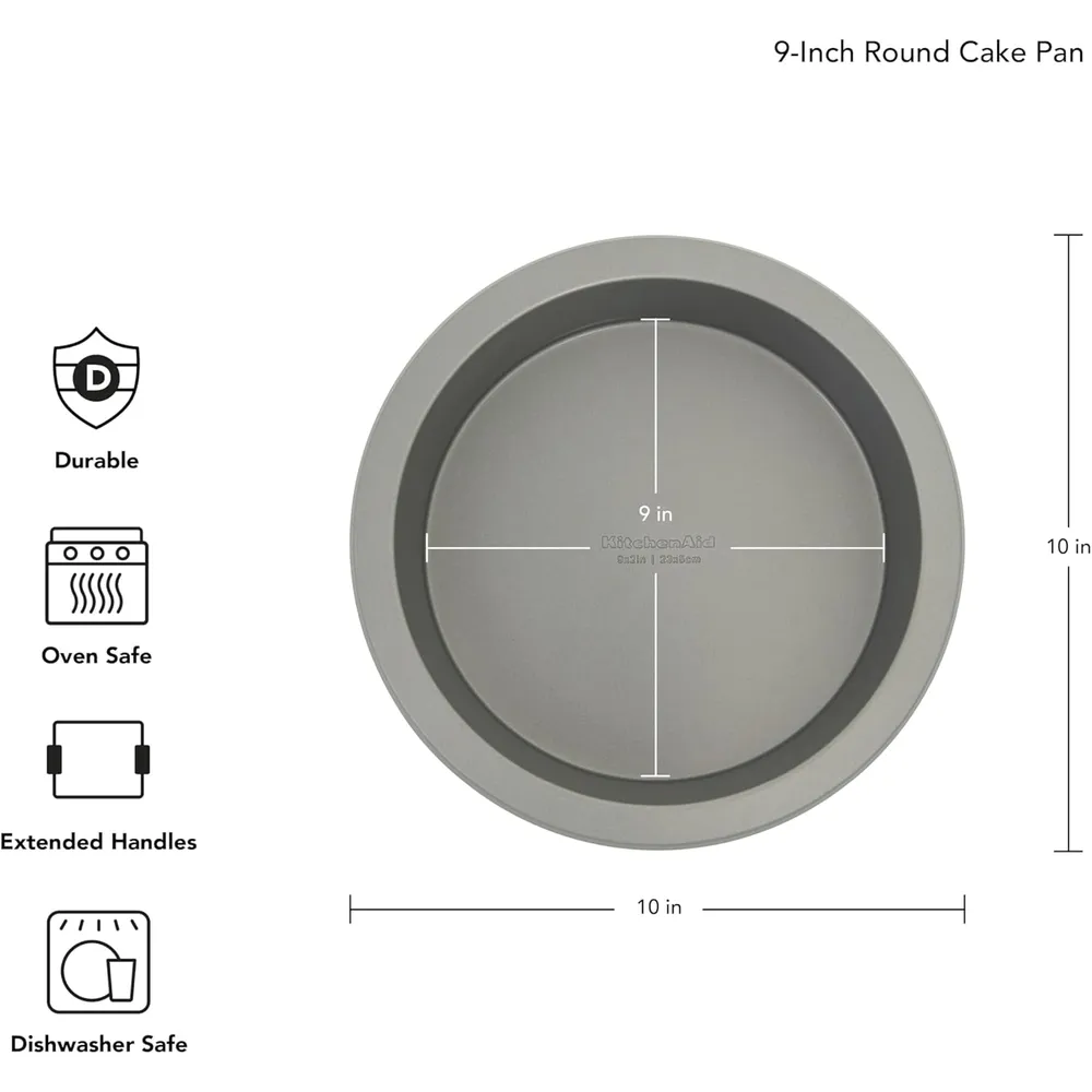 KitchenAid molde redondo para pasteles 23 cm, acero aluminizado | Plateado