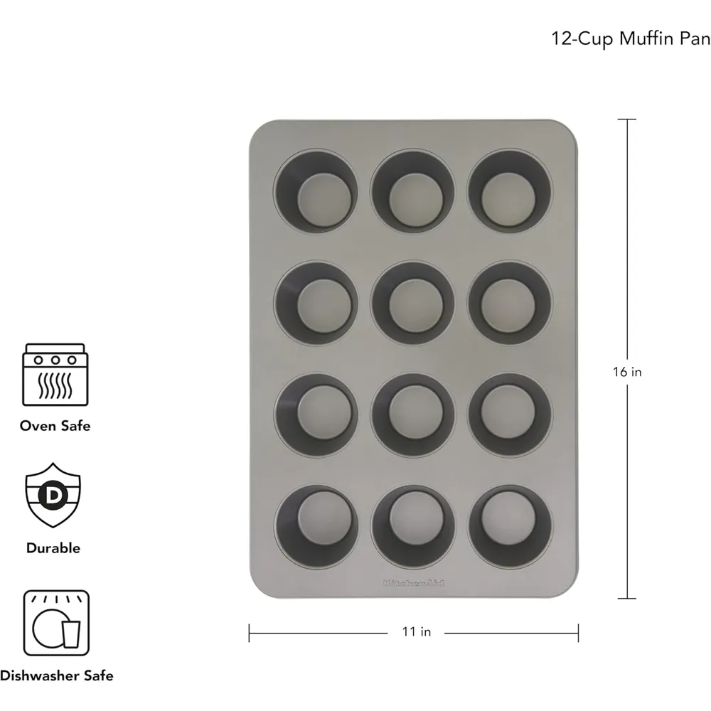 KitchenAid molde magdalenas 12 tazas / 2.8 l, acero | Contorno plateado
