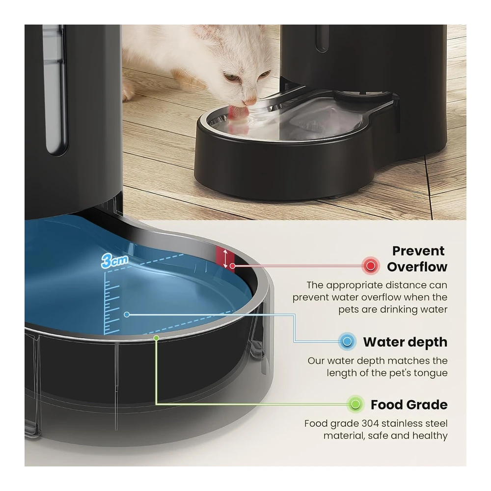 b0cjr8km2y_3.webp Czpet Dispensador Automático de Agua para Perros y Gatos de 7 Litros con Cuenco de Acero Inoxidable - Gran Capacidad y Área para Beber Sin Ruido - para Mascotas - Color Blanco (Dispensador de Agua de 7 L - Negro)