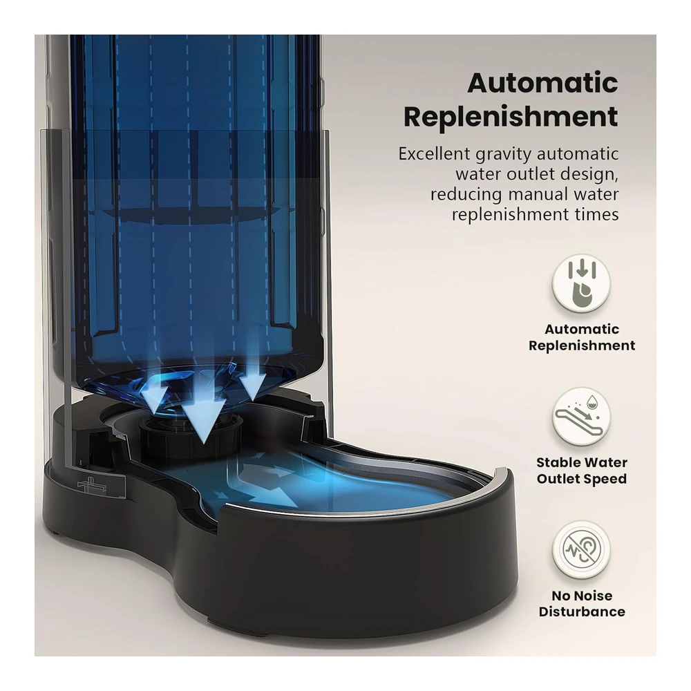 b0cjr8km2y_4.webp Czpet Dispensador Automático de Agua para Perros y Gatos de 7 Litros con Cuenco de Acero Inoxidable - Gran Capacidad y Área para Beber Sin Ruido - para Mascotas - Color Blanco (Dispensador de Agua de 7 L - Negro)