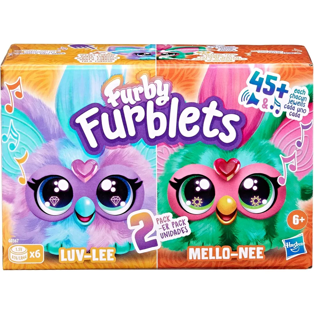 Furby Pack 2 Furblets Luv-Lee y Mello-Nee | Rojo/Verde y Morado/Azul