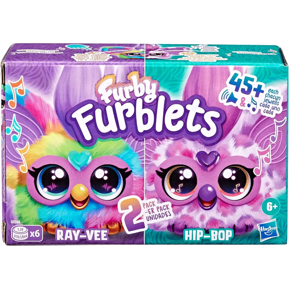 Furby Pack 2 Furblets Ray-Vee y Hip-Bop | Arcoíris y Rosa/Morado