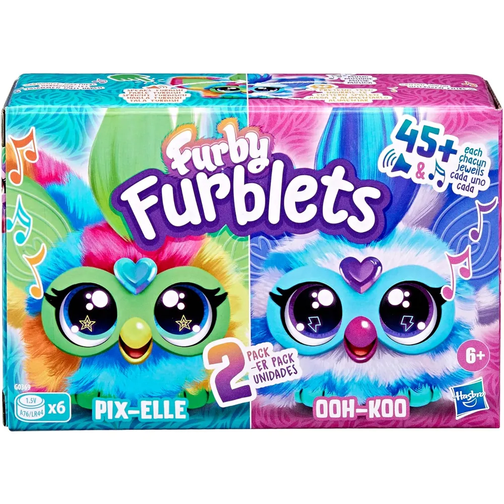 Furby Pack 2 Furblets Pix-elle y Ooh-koo | Multicolor y Azul/Blanco