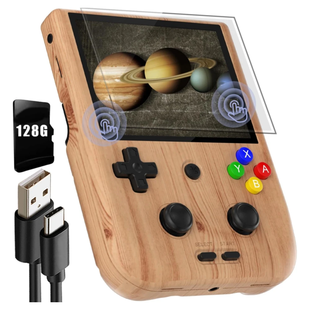 JUEGO PORTÁTIL RETRO 128 GB , PANTALLA 4'' ANDROID RG405V | MADERA