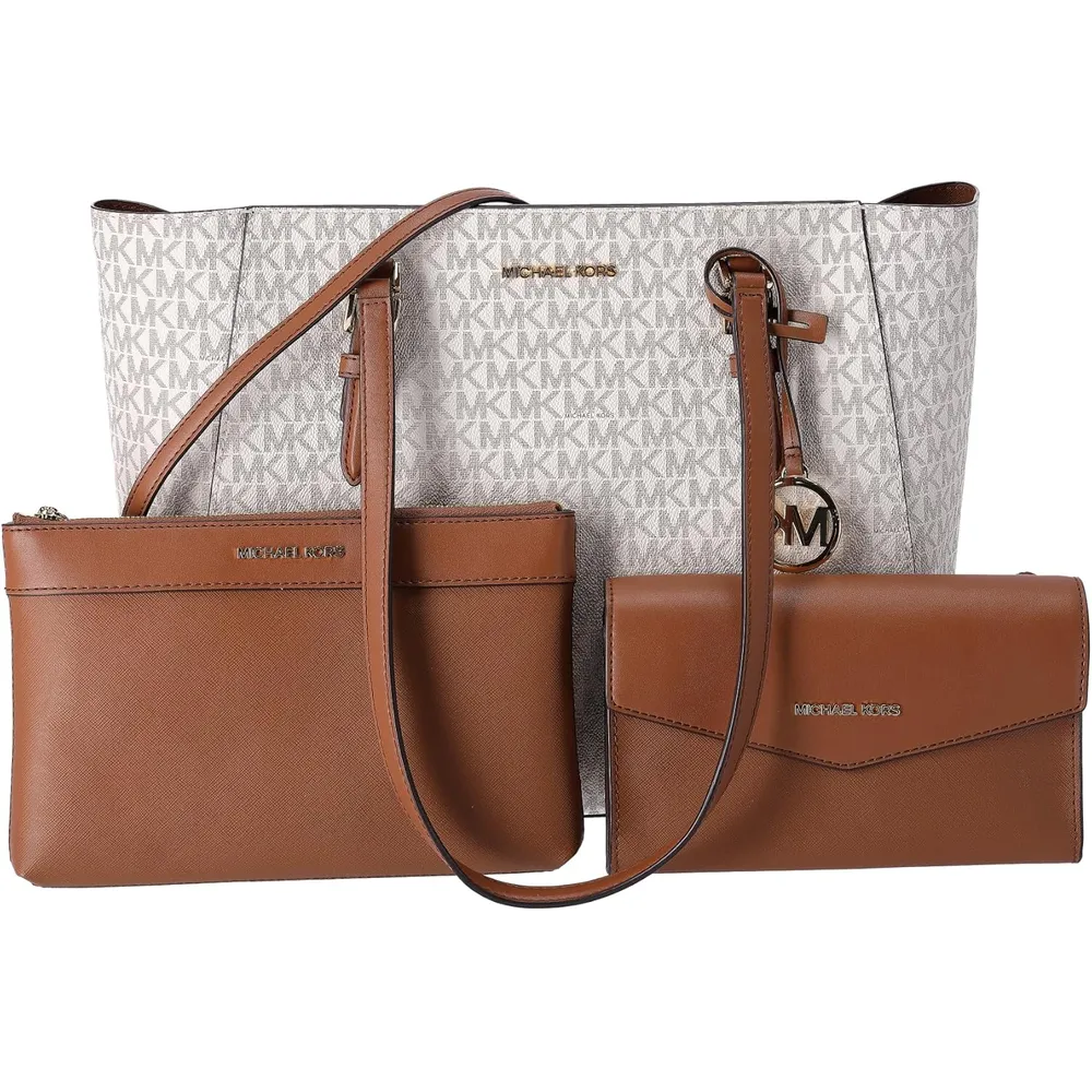 MICHAEL KORS Charlotte Bolso bandolera grande 3 en 1 de cuero | Vainilla