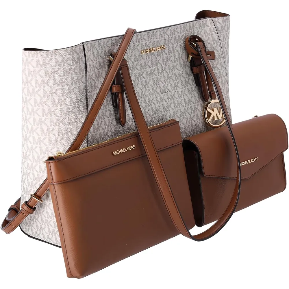 MICHAEL KORS Charlotte Bolso bandolera grande 3 en 1 de cuero | Vainilla