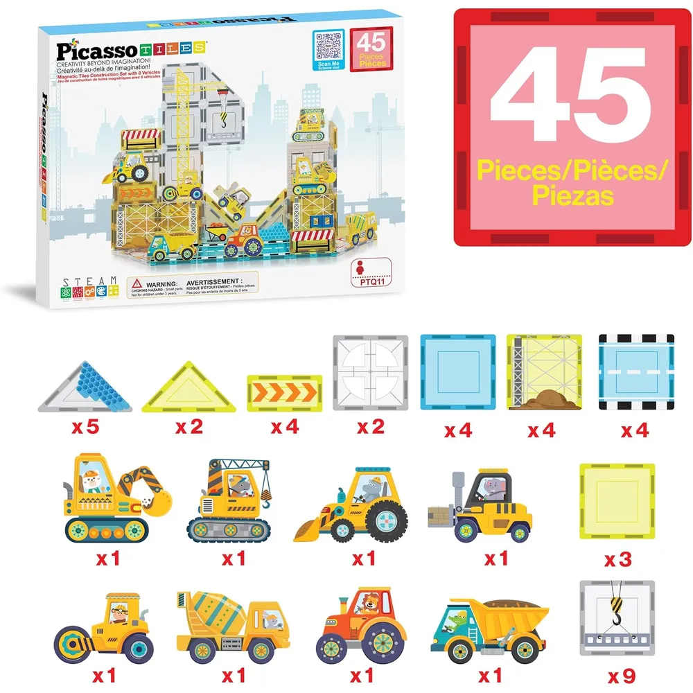 BLOQUES MAGNÉTICOS VEHÍCULOS CONSTRUCCIÓN PTQ11 PICASSOTILES