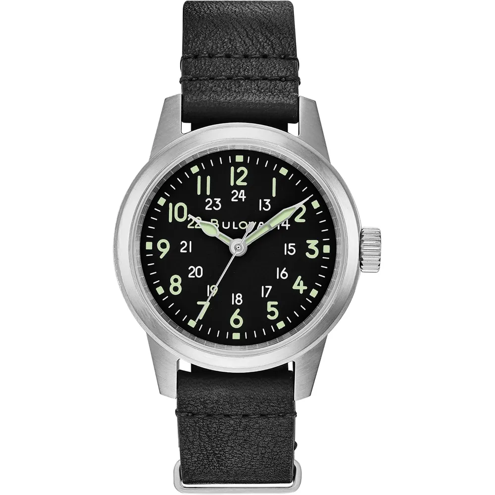 Bulova reloj Military Hack hombre cuarzo 3 agujas correa NATO | Negro