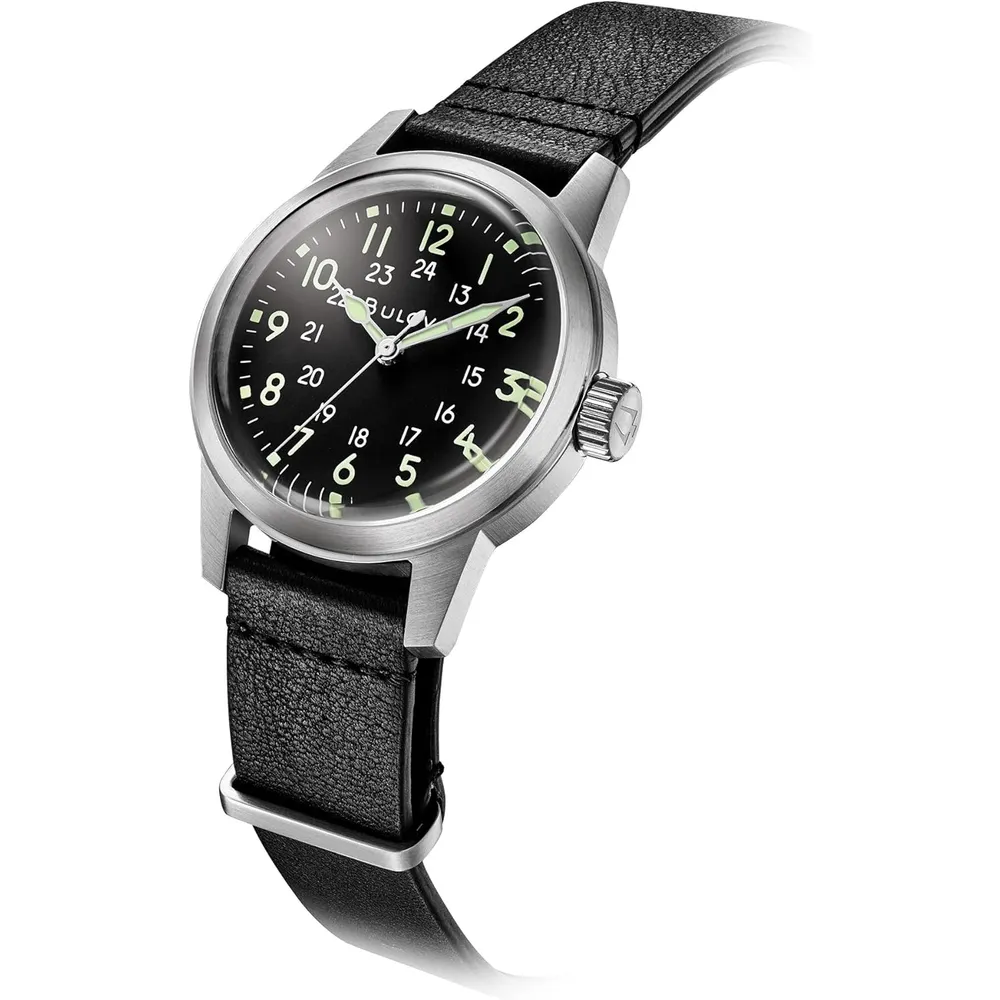 Bulova reloj Military Hack hombre cuarzo 3 agujas correa NATO | Negro