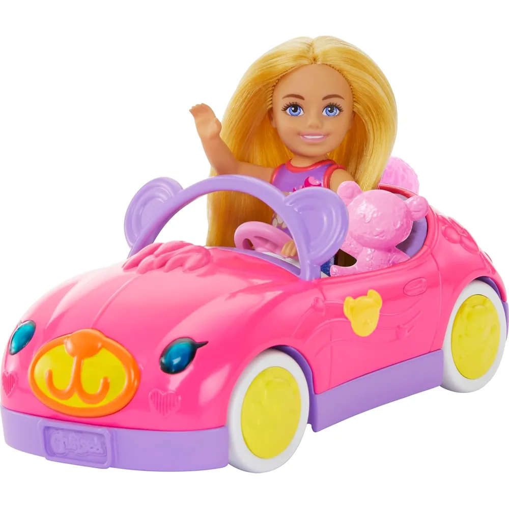 BARBIE CHELSEA AUTO DESCAPOTABLE OSO CON ACCESORIO
