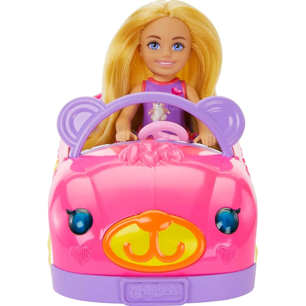 BARBIE CHELSEA AUTO DESCAPOTABLE OSO CON ACCESORIO