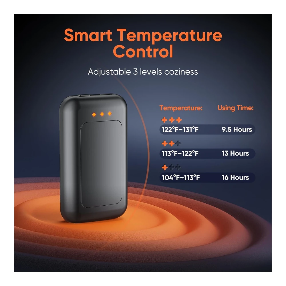CALENTADORES DE MANOS RECARGABLES - PAQUETE DE 2 CALENTADORES DE MANOS ELÉCTRICOS DE 6400 MAH - 16 HORAS DE DURACIÓN - IDEAL PARA EXTERIORES - CAMPAMENTO - REGALOS PARA HOMBRES Y MUJERES