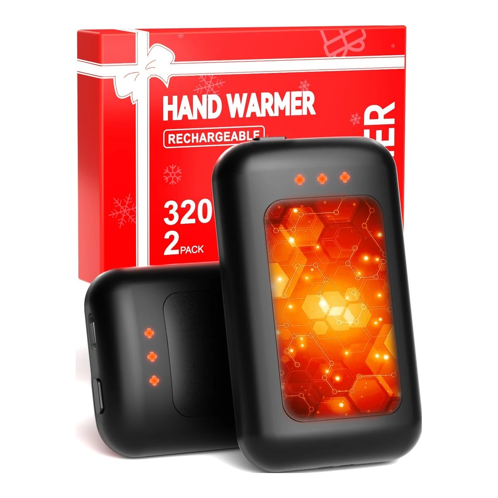 CALENTADORES DE MANOS RECARGABLES - PAQUETE DE 2 CALENTADORES DE MANOS ELÉCTRICOS DE 6400 MAH - 16 HORAS DE DURACIÓN - IDEAL PARA EXTERIORES - CAMPAMENTO - REGALOS PARA HOMBRES Y MUJERES