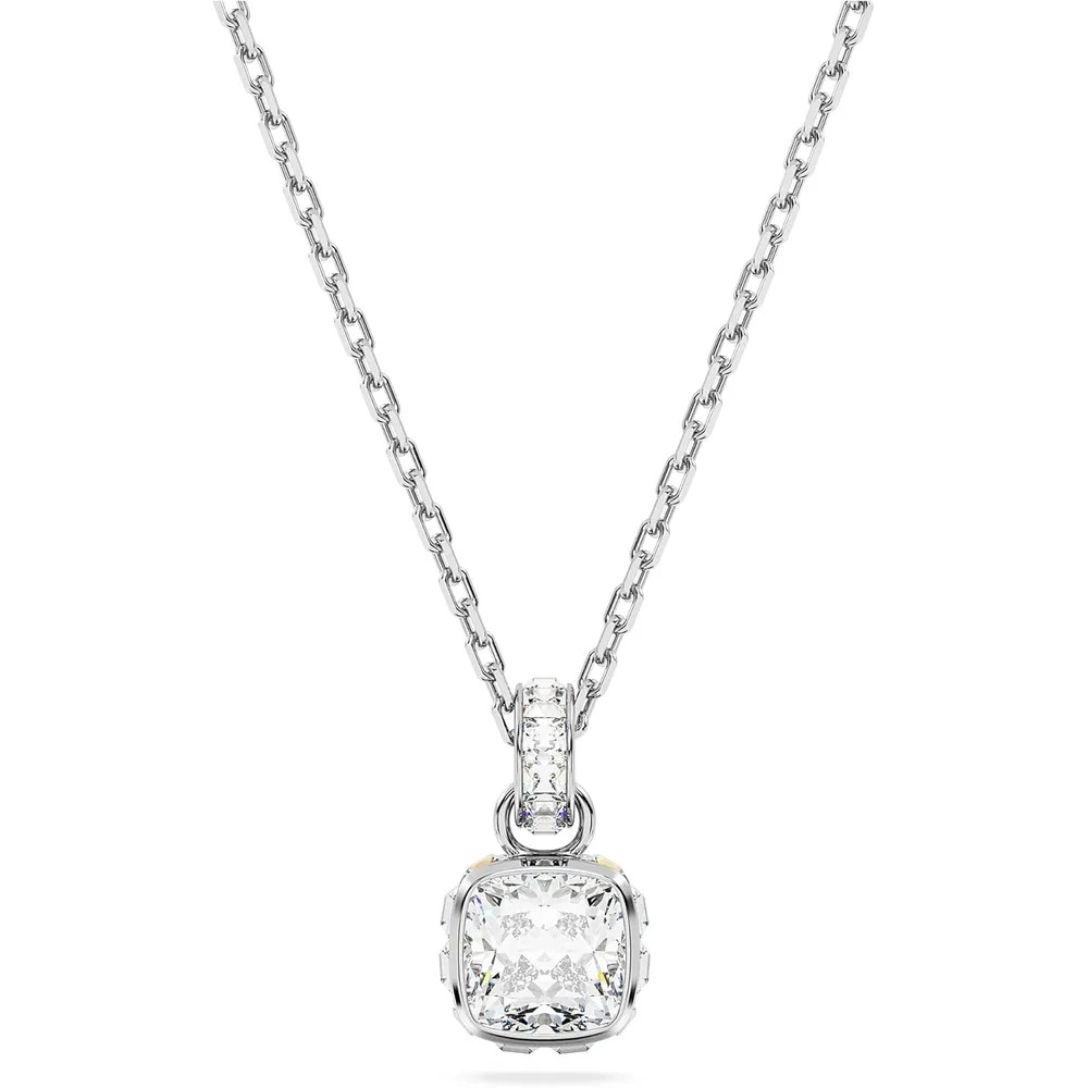 SWAROVSKI COLLAR PENDIENTE CUADRADO BIRTHSTONE ABRIL ACABADO RODIO PARA MUJER | PLATEADO