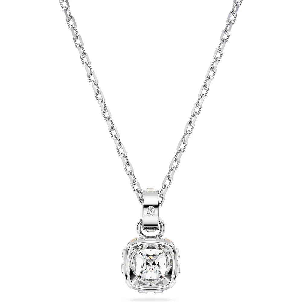 SWAROVSKI COLLAR PENDIENTE CUADRADO BIRTHSTONE ABRIL ACABADO RODIO PARA MUJER | PLATEADO